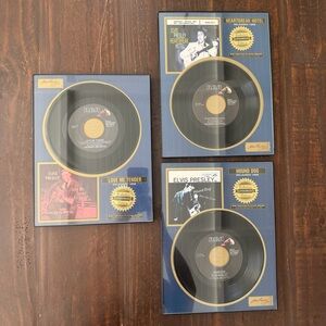 VINTAGE RCA Records Elvis Presley Gold Record Art Set - #1, #4, & #7 out of 90.